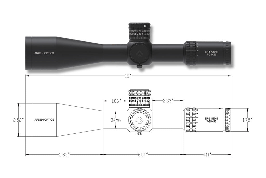 Arken Optics EP5 Gen 2 7-35x56 FFP VPR MOA 34mm Riflescope 5