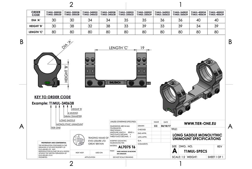 Tier One Picatinny Monomount - Long Saddle 2