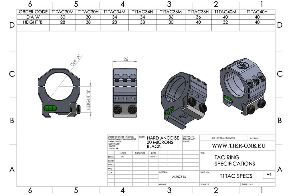 Tier One Tac-Ring Sets (6 Screw) Picatinny Mounts 2