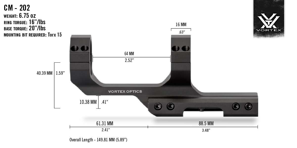Vortex Cantilever Ring Mount for 30mm Tube with 2 inch Offset 3